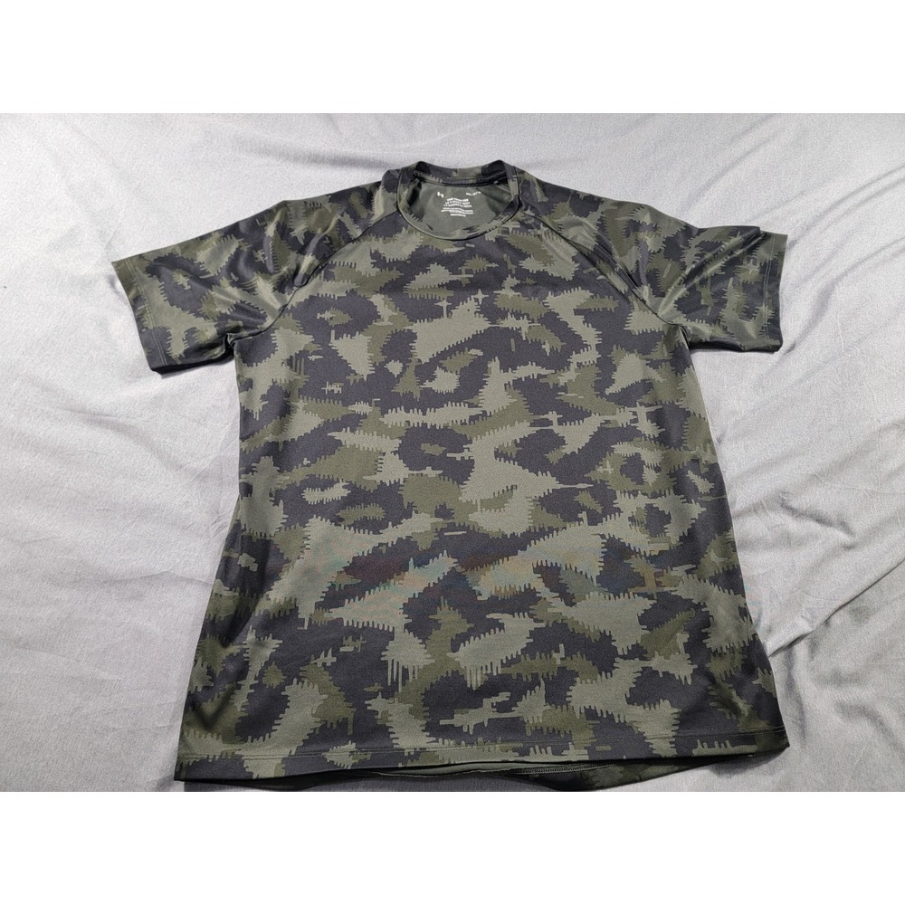 Under Armour Green Camo The Tech Tee Shirt Mens‎ Medium HeatGear Short Sleeve